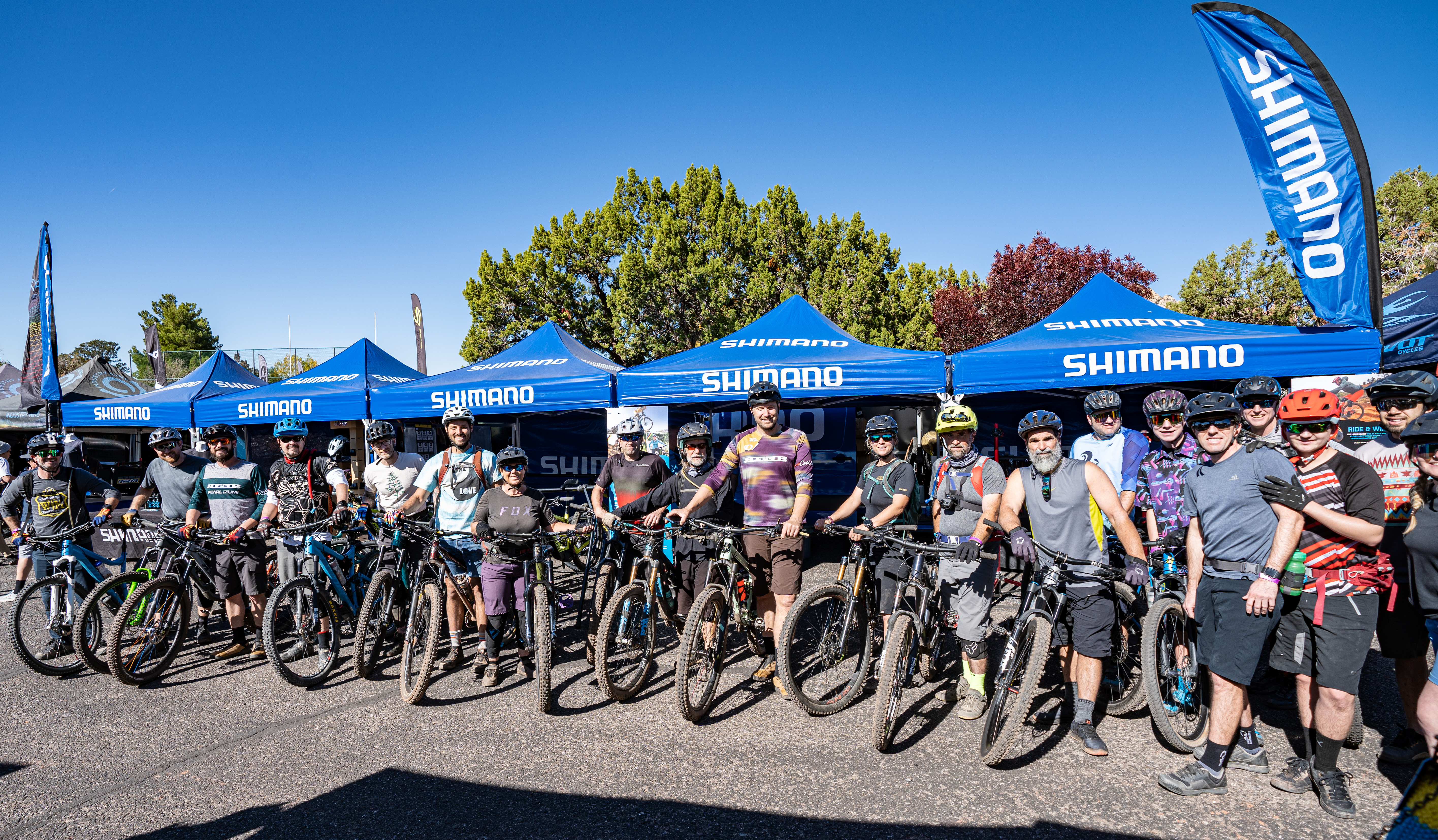 A group ride preparing to leave from the festival.