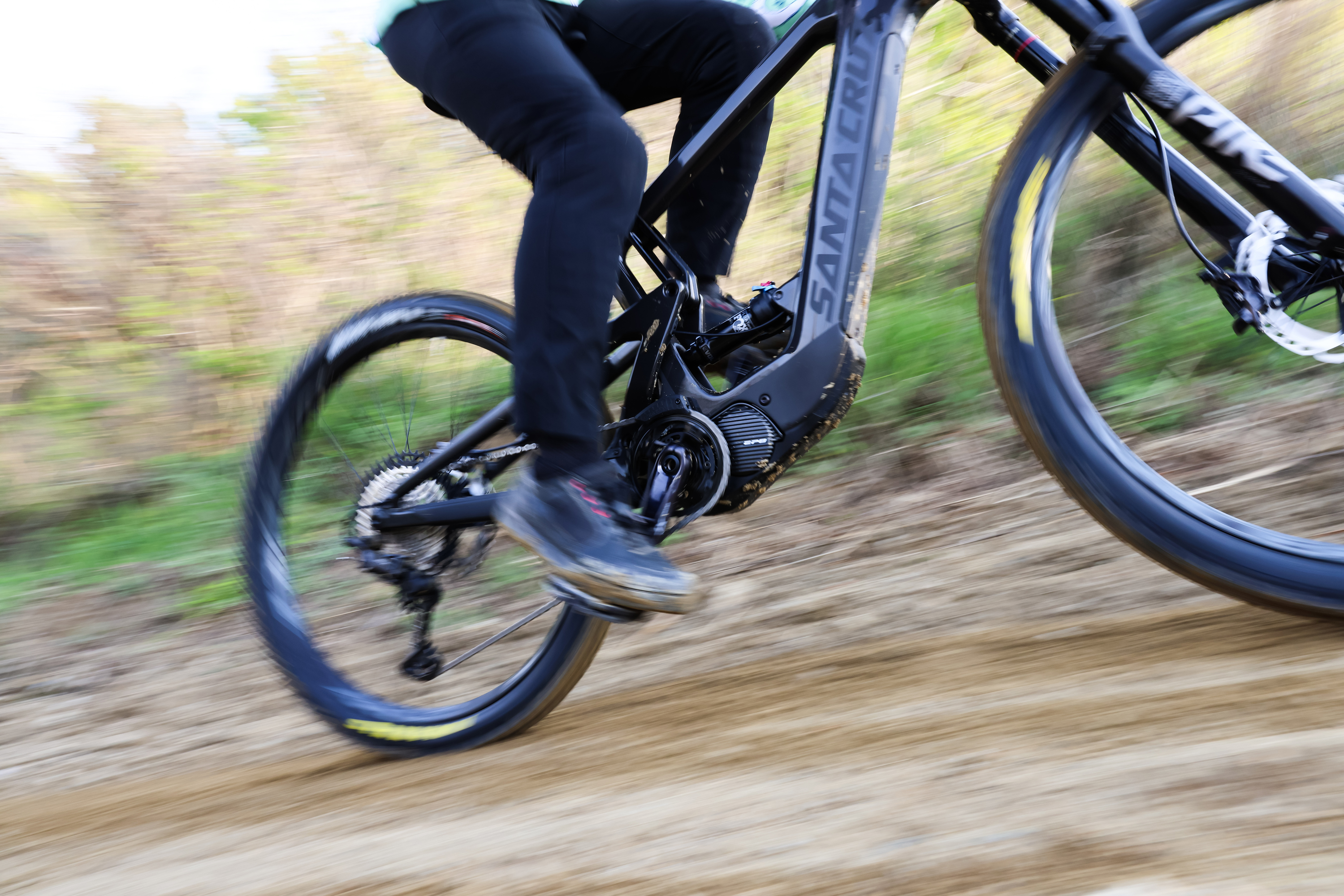 Shimano employee testing out his new Santa Cruz bullet EP8 mountain bike