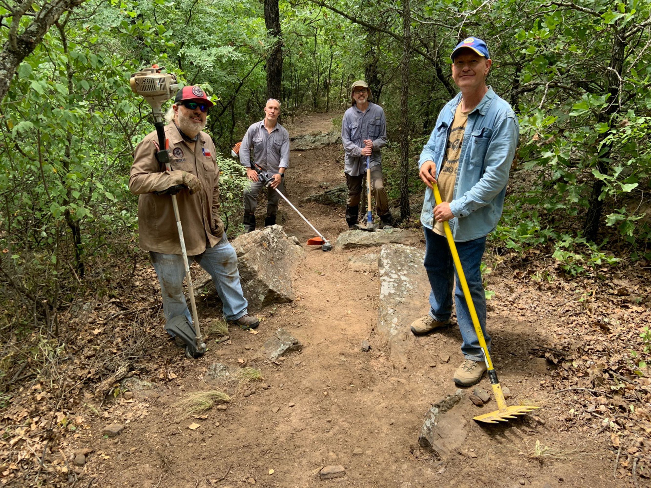 Trail crew working on mountain bike trail 