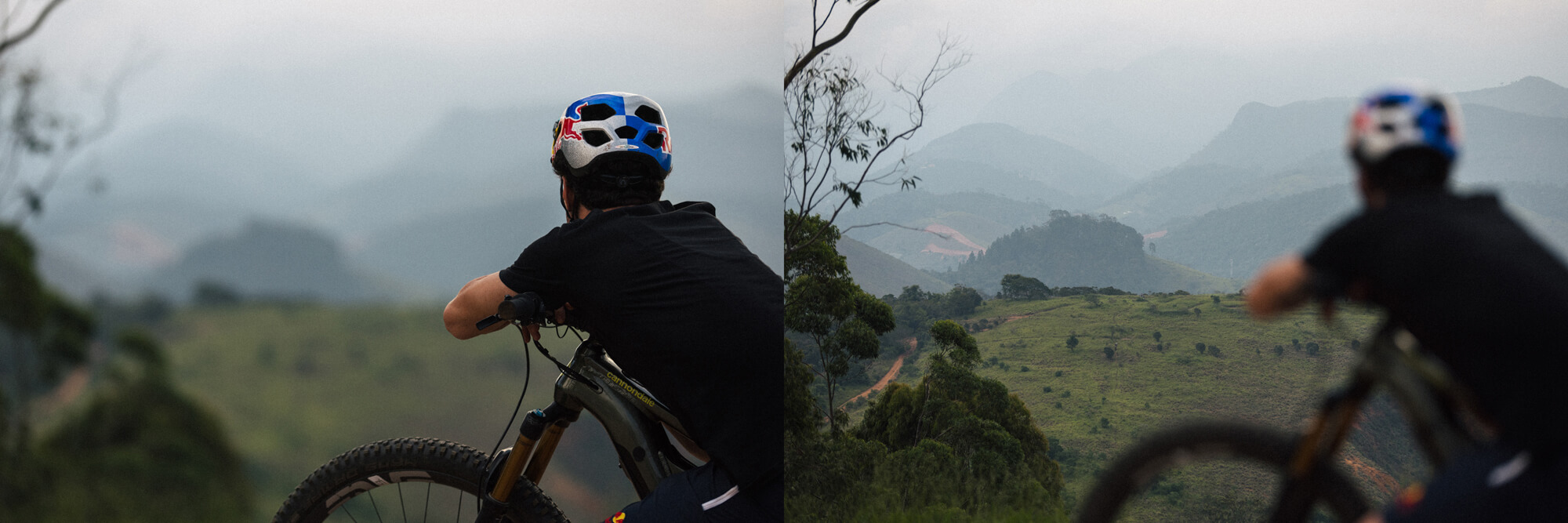 Henrique Avancini taking int he views at the top of the climb